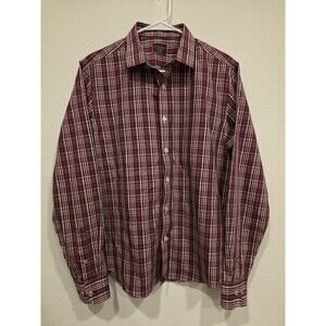 UNTUCKit Men's Long Sleeve Shirt Size M, Red Plaid, Wrinkle-Free, Button-Up